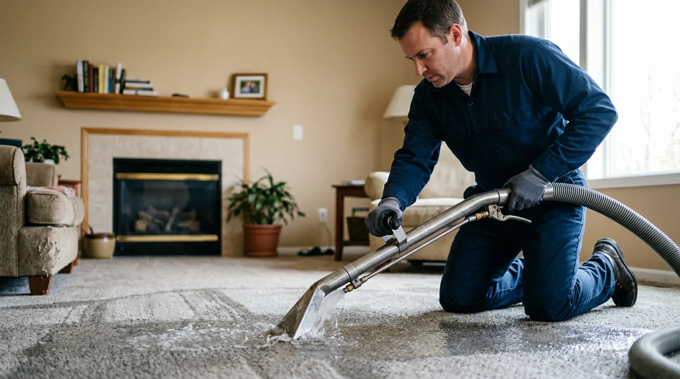 Water damage restoration technician working near Madison, OH